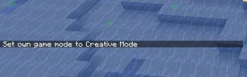 Using the .gm command to switch to Creative Mode on a server.